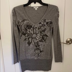 Cache Beaded screen print top